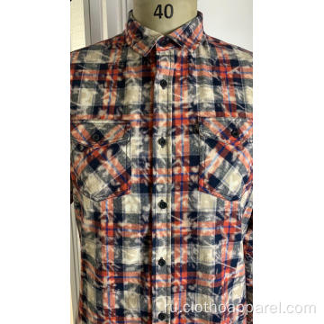 Мужская фланелевая рубашка из 100% хлопка с двойными карманами